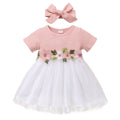 Vestido Tule Flores Meia Manga | 0-24 Meses