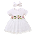 Vestido Tule Flores Meia Manga | 0-24 Meses
